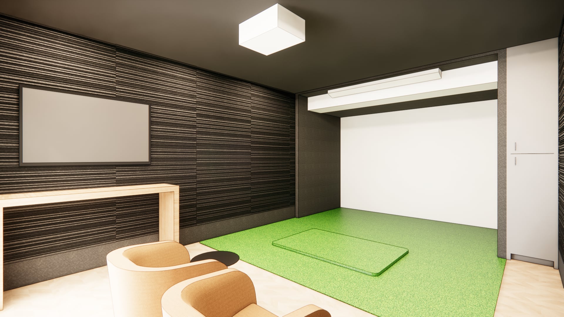 Architectural rendering of The Crown golf simulator